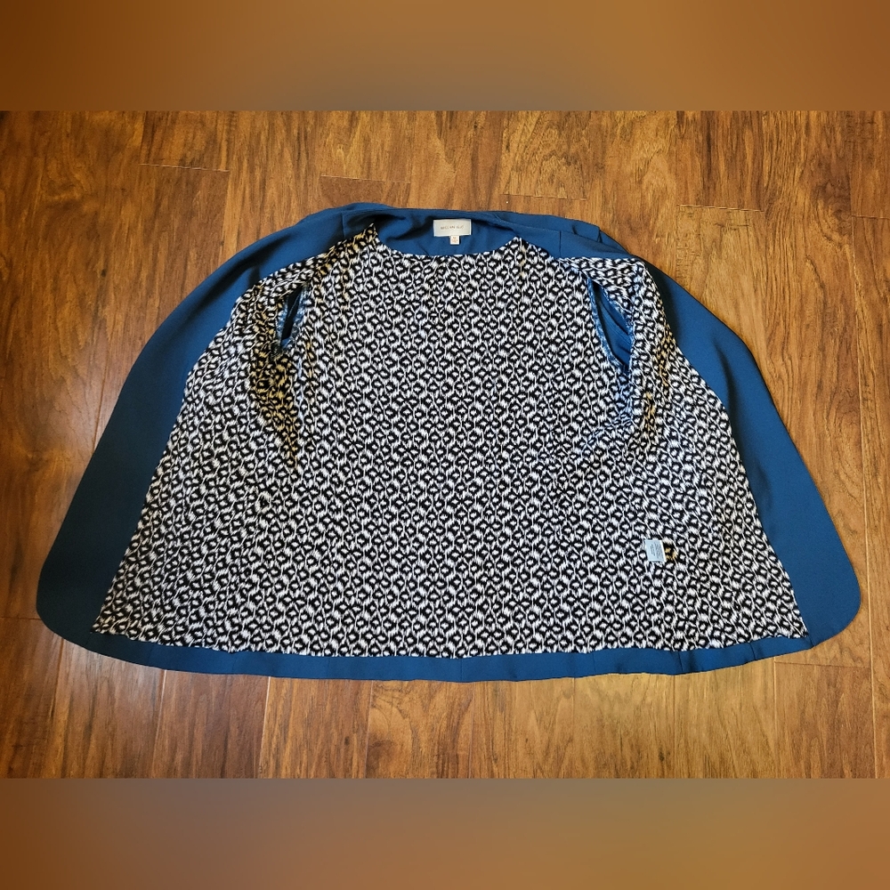 Skies Are Blue Raja Collerless Double Breast Open Front Blazer Teal Medi… - Picture 3 of 6